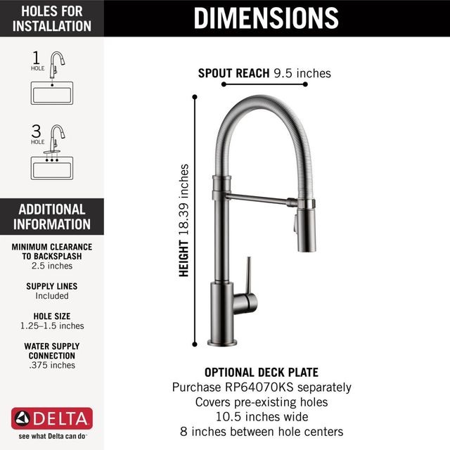 Delta Trinsic® Black Stainless Single-Handle Pull-Down Spring Kitchen Faucet-2
