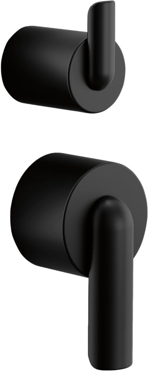 Brizo Roccesco™ Matte Black Pressure Balance Valve with Integrated Diverter Trim Bent Lever Handle Kit-0