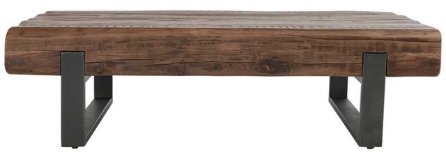 Classic Home Duarte Reclaimed Brown 55" Coffee Table with Black Base-2