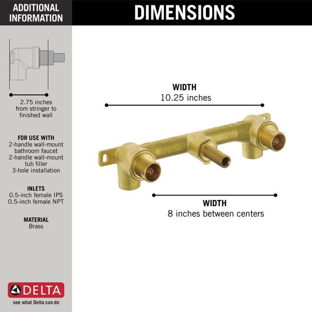 Delta Ara® Brass Two Handle Wall Mount Rough-1