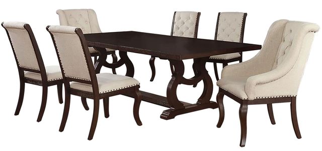 Coaster® Brockway 7-Piece Antique Java/Cream Trestle Dining Set-0