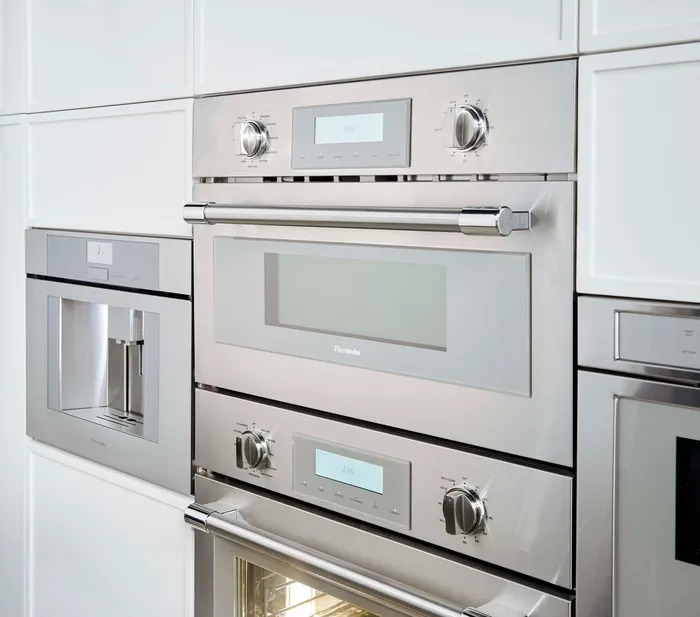 Modern built-in speed oven in a luxury kitchen
