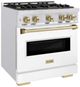 ZLINE Classic Autograph Edition 30" Satin Stainless Steel Pro Style Gas with White Matte Door and Champagne Bronze Accents-2