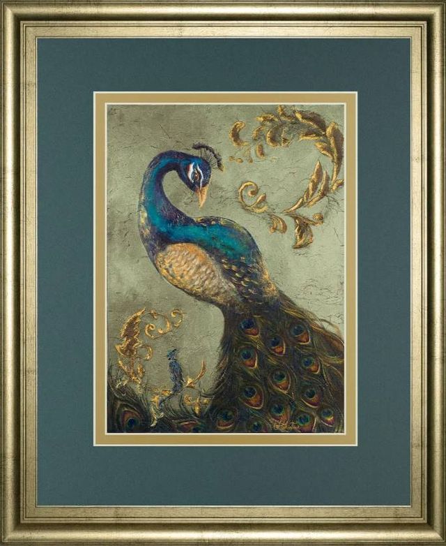 Classy Art Peacock On Sage Il by Tiffany Hakimipour Wall Art-0
