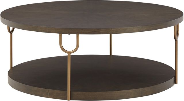 Signature Design by Ashley® Brazburn 3 Piece Dark Brown/Gold Living Room Table Set-1
