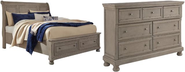 Signature Design by Ashley® Lettner 2-Piece Light Gray California King Sleigh Bed Set-0