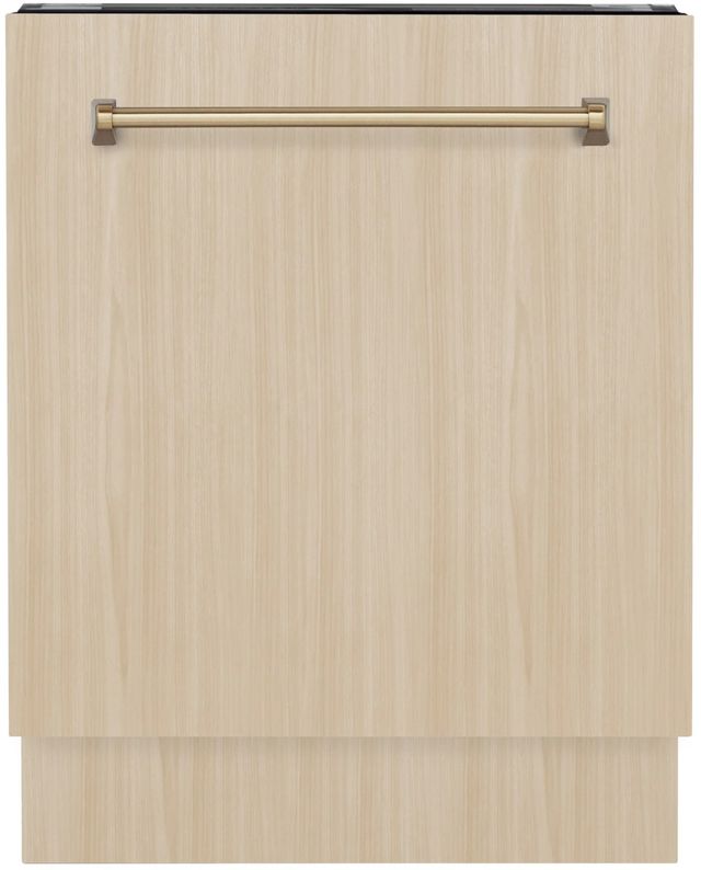 ZLINE Autograph Edition Tallac 24" Panel Ready 3rd Rack Tall Tub Top Control Built-In Dishwasher with Champagne Bronze Handle-0