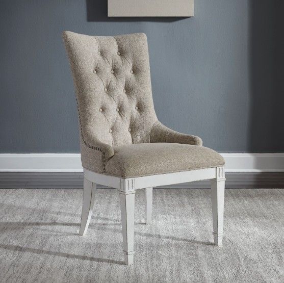 Liberty Furniture Abbey Park Antique White/Weathered Brown Hostess Dining Chair-1