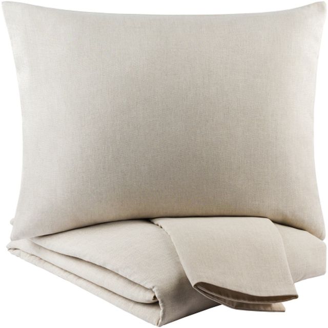 Surya Peyton Oatmeal/Tan King/California King Duvet Set-0