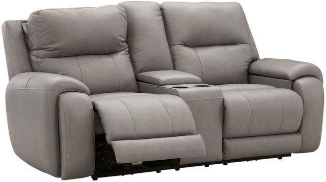 Signature Design by Ashley® Real Moments Ash Power Reclining Loveseat with Audio Seating-2