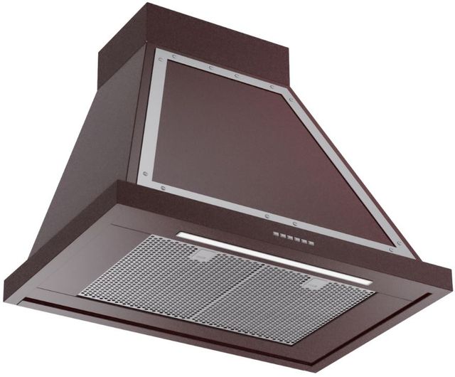 Ilve® Nostalgie II Noblesse 30" Burgundy Wall Mounted Range Hood with Chrome Trim-1