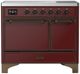 Ilve® Majestic III 40" Burgundy Pro Style Induction Range with Solid Door and Burnished Trim-0