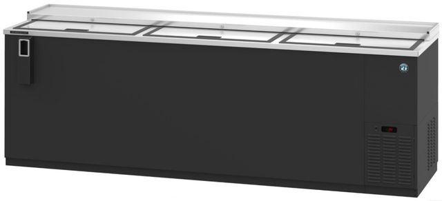 Hoshizaki Back Bar 96" 28 Cu. Ft. Black Vinyl Three Section Bottle Cooler with Slide Top Doors-0