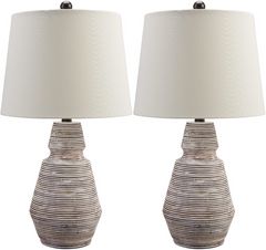 Signature Design by Ashley® Jairburns 2-Piece Brick Red/White Table Lamps