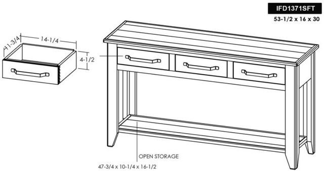International Furniture Direct Teak Stained Dark Sofa Table-2