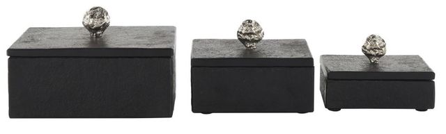 Deco Marche 3-Piece Black Box Set with Silver Knobs-2