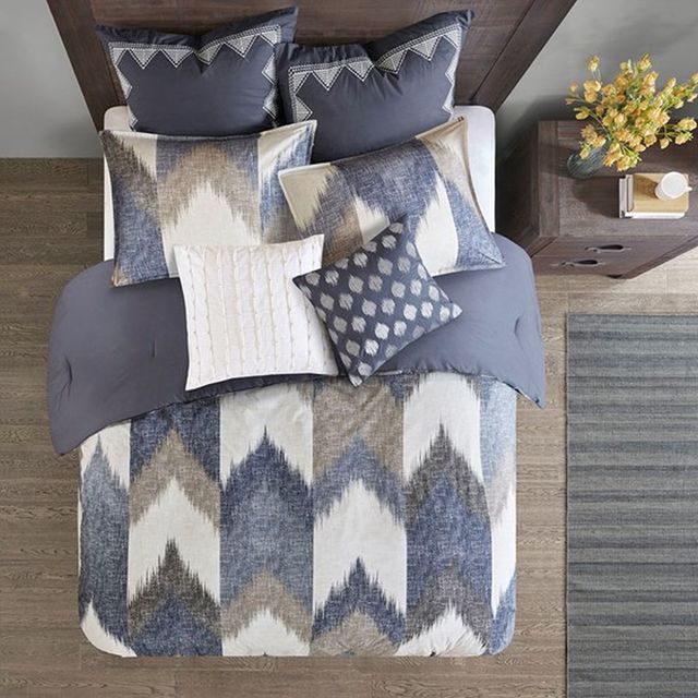 Olliix by INK+IVY Navy Full/Queen Alpine Cotton Duvet Cover Mini Set-2