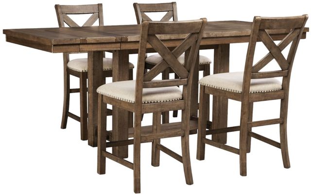 Signature Design by Ashley® Moriville 5-Piece Grayish Brown Counter Height Dining Set-0
