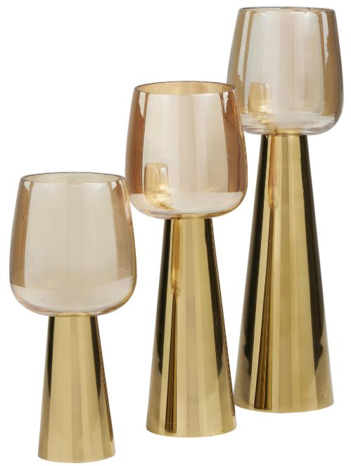 Deco Marche 3-Piece Gold Candle Holder Set-1