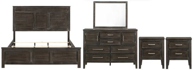 New Classic® Home Furnishings Andover 5-Piece Nutmeg Queen Panel Bedroom Set with Two Nightstands-0