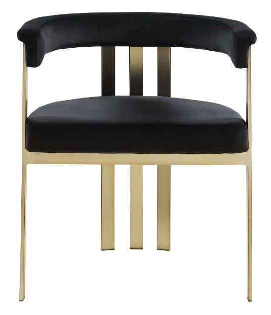 Meridian Furniture Marcello Black/Brushed Brass Velvet Dining Chair-1