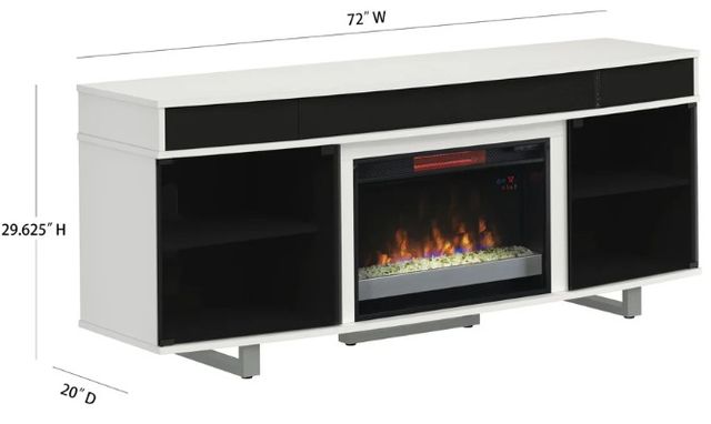 ClassicFlame® Enterprise Gloss White/Smoked Glass TV Stand-2