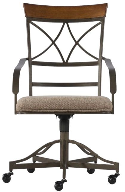 Powell® Hamilton Medium Cherry/Matte Pewter Swivel Dining Arm Chair-2