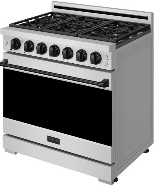 Thor Kitchen® Gordon Ramsay 36" Stainless Steel/Black Freestanding Pro Style Gas Range-3
