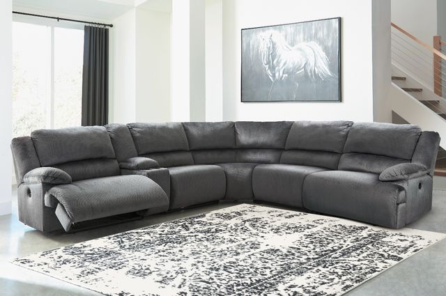 Signature Design by Ashley® Clonmel 6-Piece Charcoal Power Reclining Sectional with Armless Chairs-2