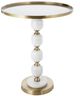 A & B Home Gold Round Side Table with White Pebbled Stand-0