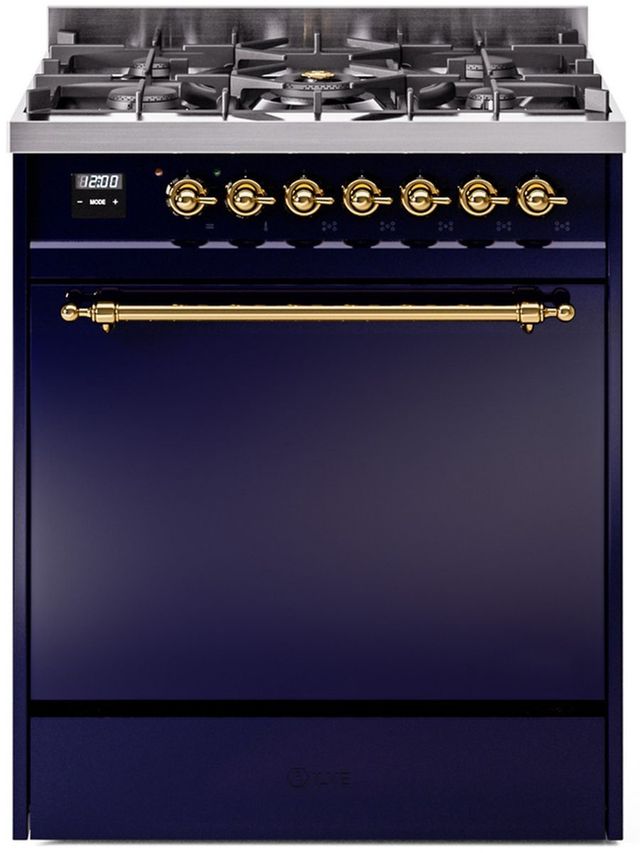 Ilve® Nostalgie II Series 30" Midnight Blue Pro Style Dual Fuel Range-0