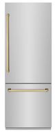 ZLINE Autograph Edition 30 in. 16.1 Cu. Ft. Stainless Steel Built In Bottom Freezer Refrigerator with Polished Gold Accents-0