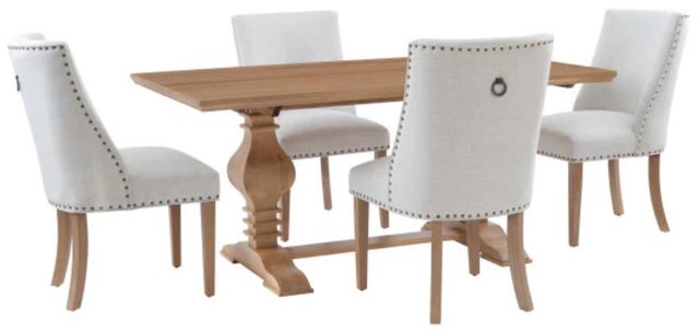 Powell® Banks 5-Piece Beige/Rustic Honey Dining Table Set-0