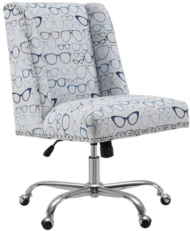 Linon Draper Chrome/White Office Chair-0