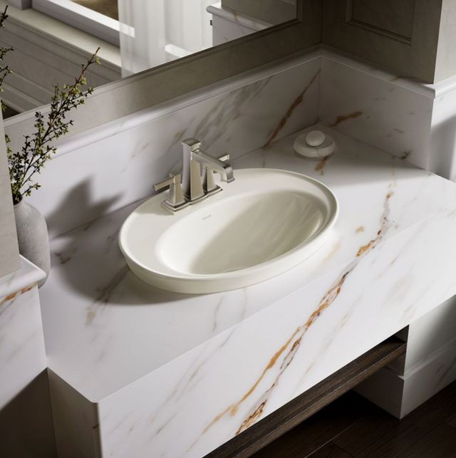 Kohler Serif® Biscuit 22.25" Oval Drop-In Bathroom Sink 3-Holes-2