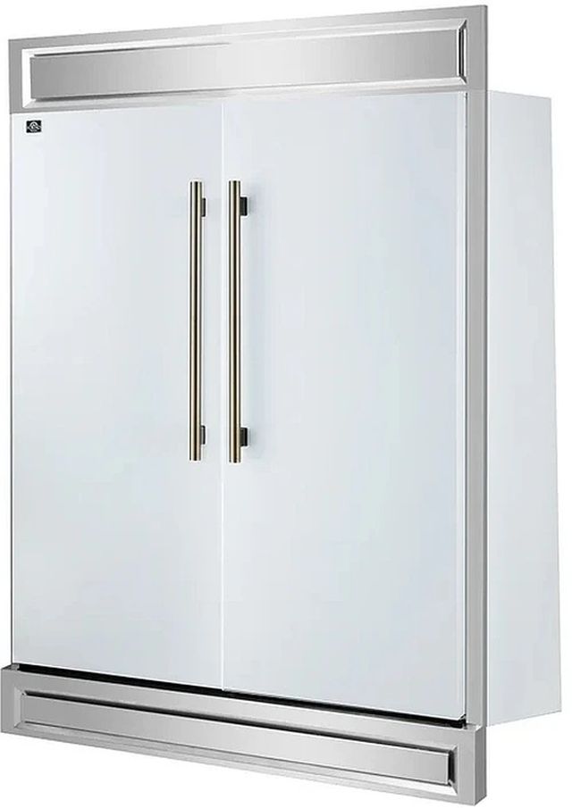 FORNO® Maderno Series Alta Qualita 60" 27.2 Cu. Ft.  Antique Brass/ White Built In Convertible Side-by-Side Refrigerator-2