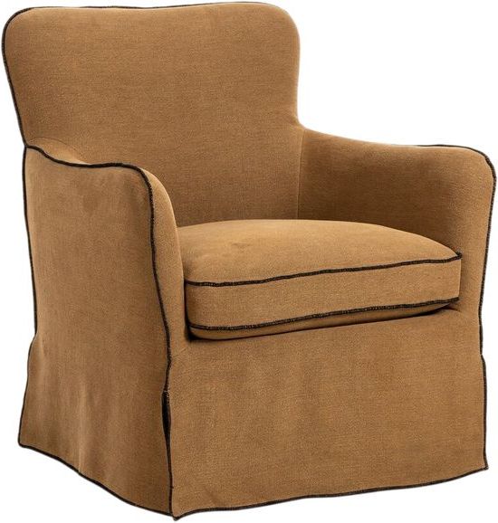 Four Hands Devon Broadway Gilt Slipcover Swivel Chair-0