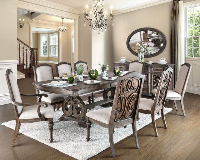 Furniture of America® Arcadia 9-Piece Rustic Natural Dining Table Set-1
