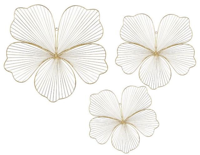 Deco Marche Cosmoliving 3-Piece Gold Metal Floral Wall Decor Set-0
