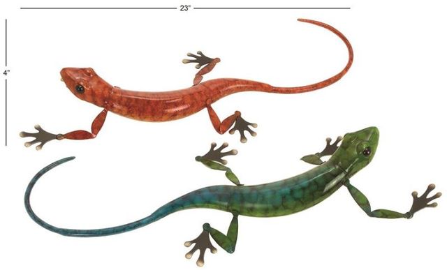 Deco Marche 2-Piece Multi-Colored Lizard Decorative Sculpture Set-2