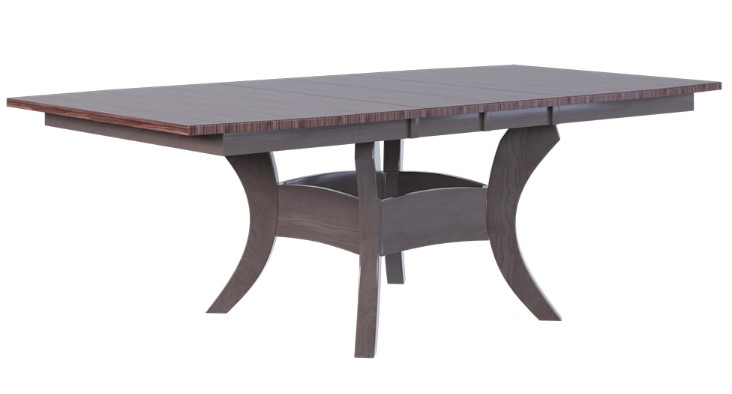 Country View Woodworking Customizable Riverside Sap Cherry Top 42" Dining Table with 2-Leaves and Brown Maple Base
