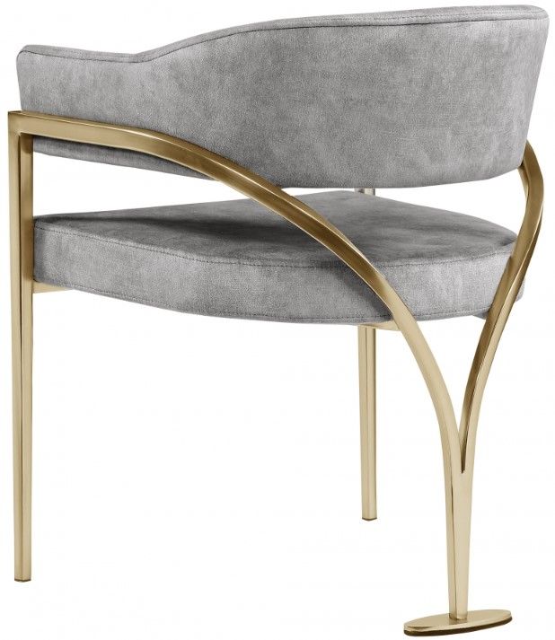 Meridian Furniture Madelyn Gray/Brushed Brass Velvet Dining Chair-2