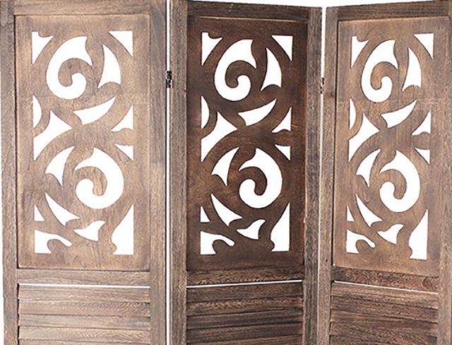 Milton Greens Stars Dark Brown 3-Panel Room Divider-1