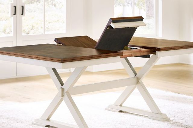 Signature Design by Ashley® Jendanton Brown Top Dining Table with Antique White Base-4