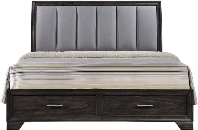 Crown Mark Jaymes Brown King Upholstered Sleigh Bed-1