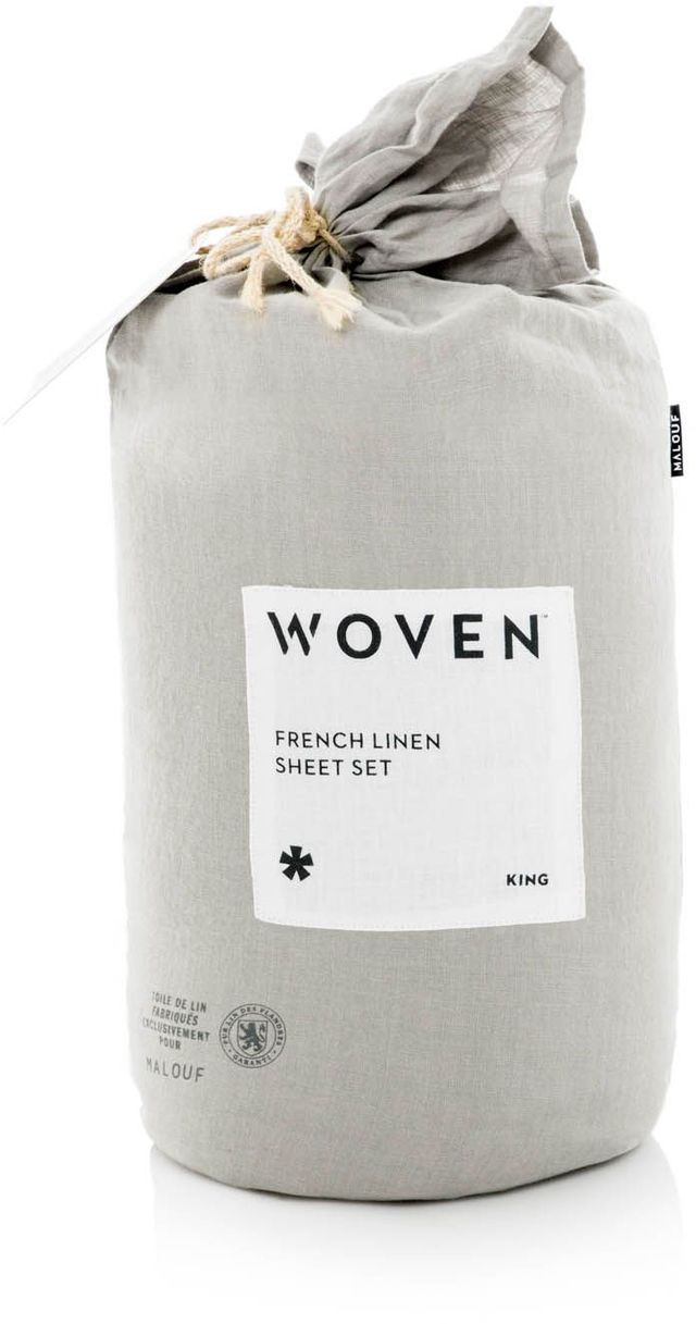 Malouf® Woven French Linen White Queen Sheet Set-3