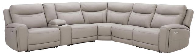 Signature Design by Ashley® Gravier 6-Piece Gray Power Reclining L-Shape Sectional with Storage Console-0