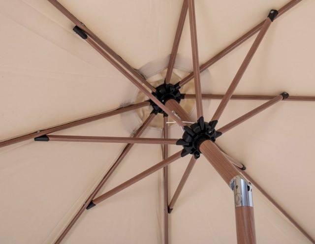 Meridian Furniture Amalfi Beige/Matte White/Teak Aluminum Outdoor Patio Umbrella and Rectangular Base-4