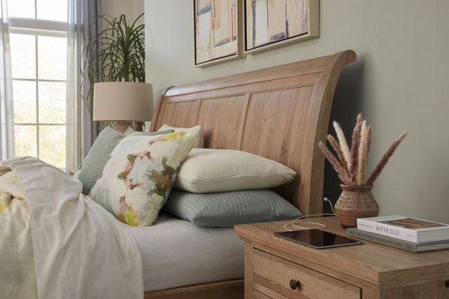 aspenhome® Cambridge Modern Khaki Queen Low Profile Sleigh Bed-2