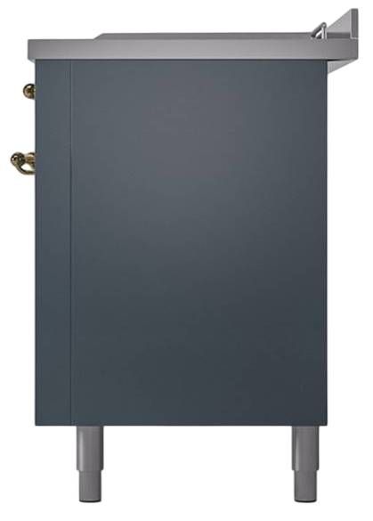 Ilve® Nostalgie II Noblesse 60'' Blue Gray Pro Style Dual Fuel Range with Brass Trim-3